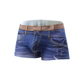 Golirsteca - Calzoncillos tipo calzones de algodón 3D para hombre, Azul, Small