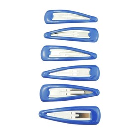 Girls Set of 6 Colourful Basic Hair Snap Clips School Uniform Barrettes Bendies Sleepies Royal Blue