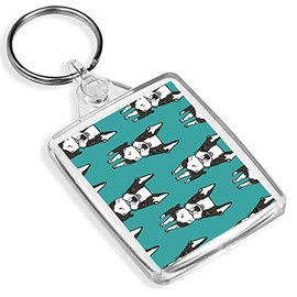 Cute Boston Terrier Pattern Keyring - IP02 - Dog Puppy Keyring #16613