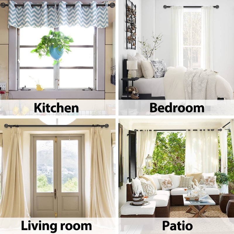 Long Curtain rods 66 to 110 inch Easy Install, Adjustable