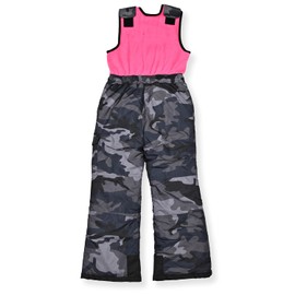 Arctic Quest Polar Fleece Water Resistant Insulated Unisex Boys and Girls Unisex Ski & Snow Bib Pants Overalls, Pink/Camo, 5/6