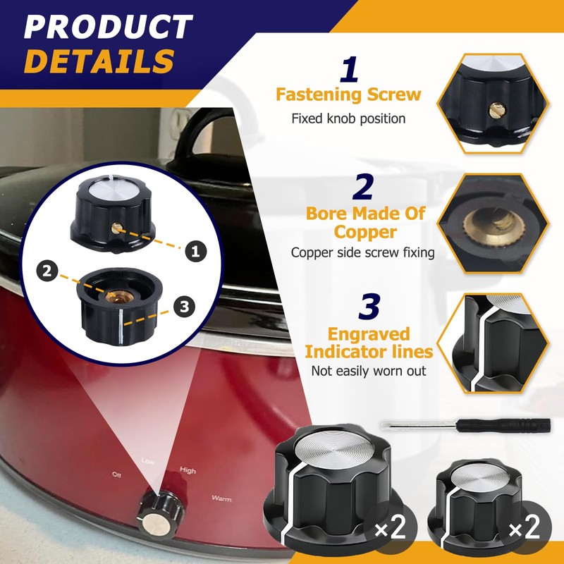 4-PACK Slow Cooker Knobs Replacement for Crockpot Slow Cooker -