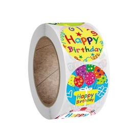 Pack of 500 Rolls Happy Birthday Stickers Labels Stickers for Gift Party Envelope Decoration DIY Gift
