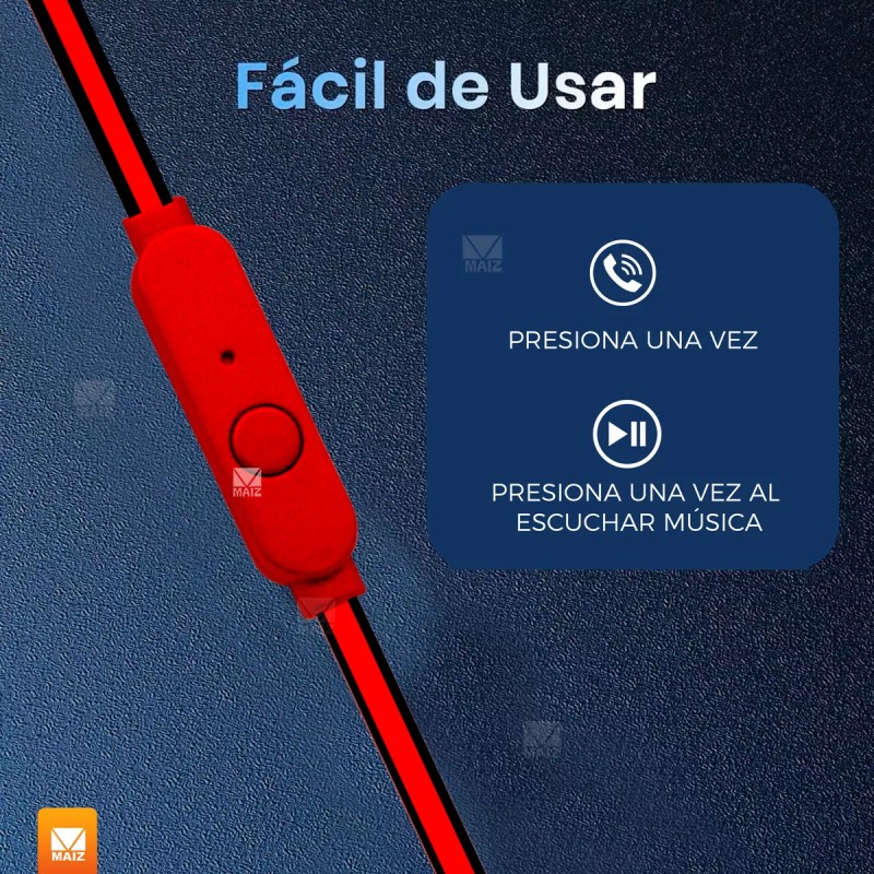 Maíz Audifonos Celular Manos Libres Alambricos In Ear Microfono