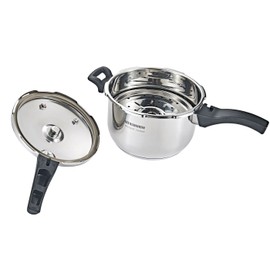 VITASUNHOW Stainless Steel Pressure Cooker with Steamer Basket Faster Cooking and Safety Pressure Release (11-Liter)