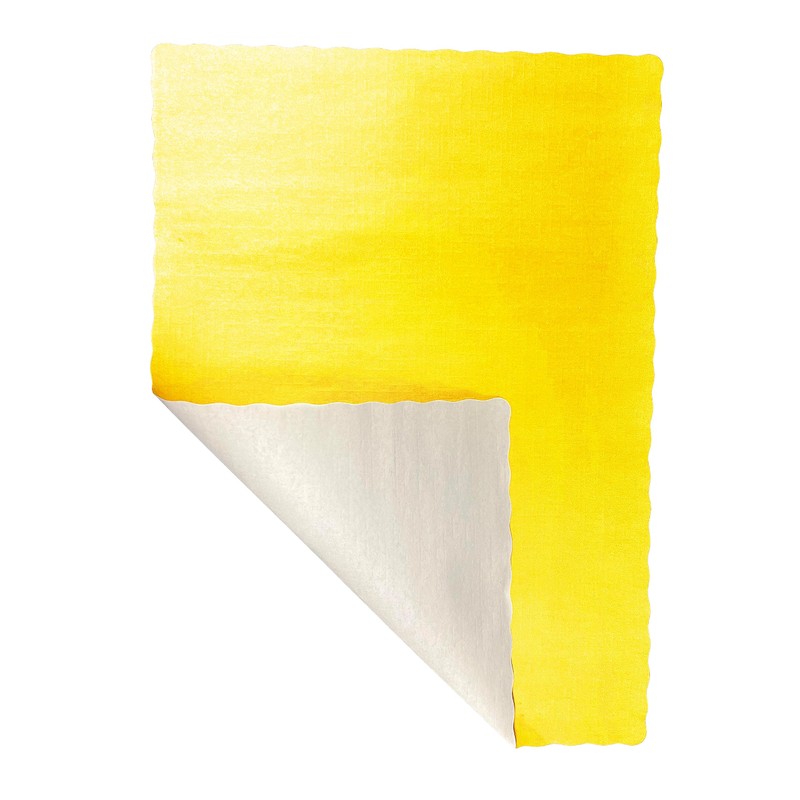 Paper Placemats - Disposable - Scalloped Edge (Yellow, 100)