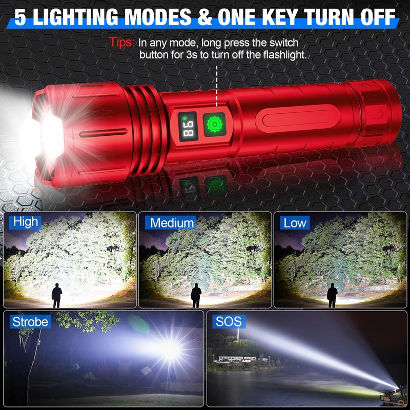 Banral Flashlights High Lumens Rechargeable, Super Bright LED Powerful Flashlight,