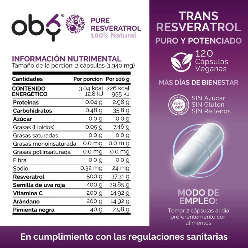 Resveratrol 100 Puro Vegano Alto Contenido Polifenoles Potenciado Pimienta Negra