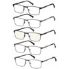 5-Pack Reading Glasses Men Metal Frame Spring Hinges with Computer