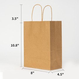 JET PAPER BAGS 750 Pack 5x3x8.25 Inch Small Paper Gift Bags with Handles Bulk, Brown Kraft Paper Bags for Grocery Shopping Retail, Birthday Party Favors Wedding