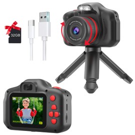 Kids Camera, Kids Camera, Latest Version Digital Camera for Kids, 2.4 Inch Display, Built-in Microphone and Fill-In Light, 10x Zoom with Swivel Lens, Perfect Photo Practice Camera for Kids 4+ Years Old (black)