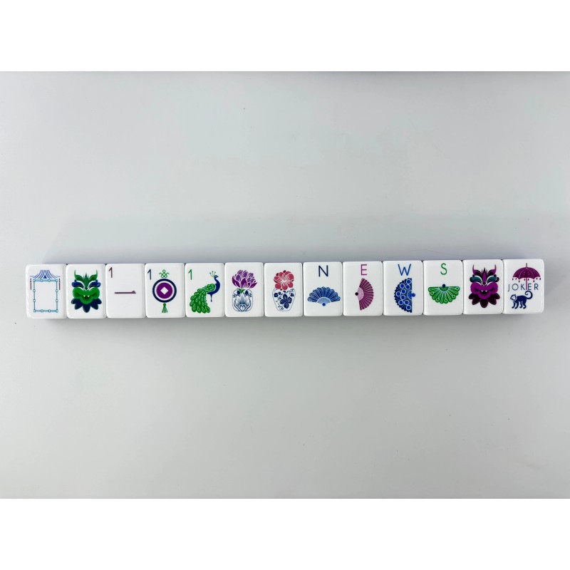 30mm 1-3/16" 4-Layer Engraved American Mahjong Set 160-Tile Purple Acrylic