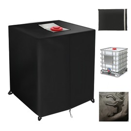 Maijike， IBC Tote Cover， ibc tote fittings ，420D ，1.96LB，Water Tank，ibc tote， Protection Cover for 275 Gallon ，Waterproof ，Sunscreen ， 1000L Outdoor Water Tank Protective Cover(Black)