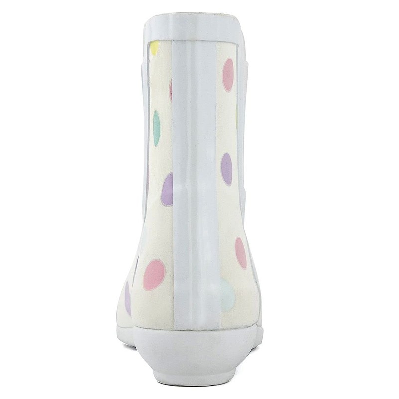 LONDON FOG Womens Piccadilly Rain Boot white rainbow 8 M