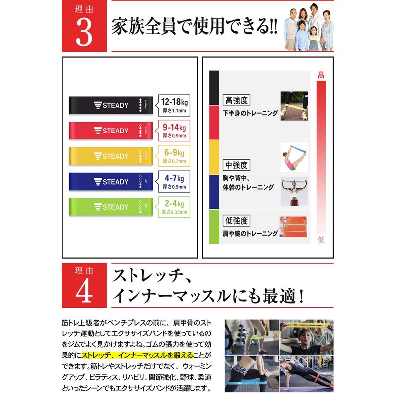 STEADY ST103 Training Tube, Designed in Japan, Set of 5