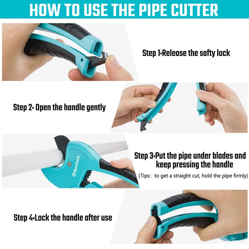 DURATECH Ratchet PVC Pipe Cutter, Cuts up to 1-5/8" PEX,