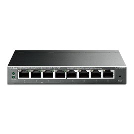 TP-Link TL-SG108PE 8-Port Gigabit Easy Smart Switch with 4 PoE + Ports (64W, Shielded RJ-45 Ports, IEEE-802.3af / AT, Simple Configuration, Fanless) Black