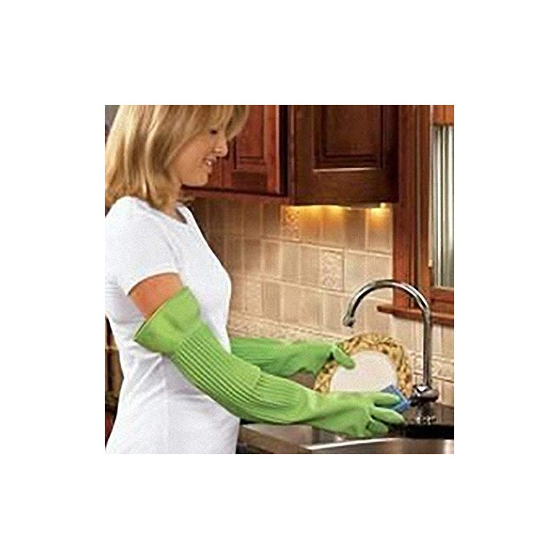 Arms Length Latex All Purpose Cleaning Gloves, Textured Fingers, Pair