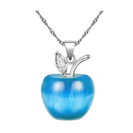 Uloveido Charm Blue Apple Pendant Necklace,Platinum Plated Fashion Collarbone Necklace Friendship Gift YL007-N-Blue