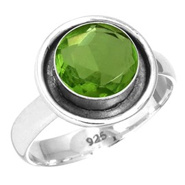 Jeweloporium 925 Sterling Silver Ring for Women Green Peridot Quartz Gemstone Fashion Silver Ring Size W Valentine's Day Gift Boho Jewelry
