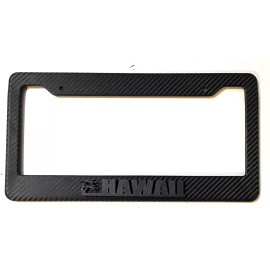 Hawaii Bold with Palm Tree 3D - Carbon Fiber with Black - License Plate Frame -
