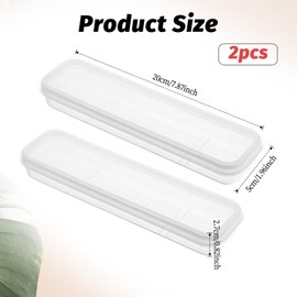 Tucnoeu 2pcs Utensil Holder for Lunch Box,Clear Portable Flatware Box,Simple Tableware Storage Box Spoon Case Fork Holder Chopstick Case