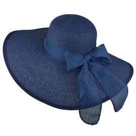 DRESHOW Womens Big Bowknot Straw Hat Floppy Foldable Roll up Beach Cap Sun Hat UPF 50+