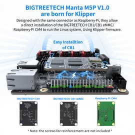 BIGTREETECH Manta M5P V1.0 Control Board 32Bit Support 5 Axis TMC2209 TMC5160 Drivers Compatible with CB1/CB2/CM4 HDMI5 PITFT50 TFT35 SPI Display to Running Klipper for Ender 3/Voron V0 FDM 3D Printer