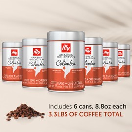 illy Whole Bean Coffee - Perfectly Roasted Whole Coffee Beans – Colombia Medium Roast – Smooth Taste, Notes of Fruit – Fruit Notes - 100% Arabica Coffee - No Preservatives – 8.8 Ounce, 6 Pack