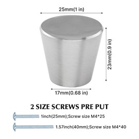 LONTAN Pack of 10 Furniture Knobs, Brushed Stainless Steel Cabinet Knobs, Furniture Knobs, Silver Cabinet Knobs, Door Knobs, Aluminium Alloy Furniture Knobs, Solid Knobs, Cabinet Handles