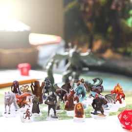 DND Miniatures Dungeons and Dragons Starter Set 170 Fantasy Art Minis for D&D 5E Pathfinder Flat Plastic Figures for TTRPG Tabletop RPG Games Accessories Unique for DM (minia)