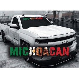 Michoacan Mexico Decal Sticker Windshield Banner for Front or Back Car Truck SUV Calcamonia Vinyl MX MICH Style #F (40" Length)