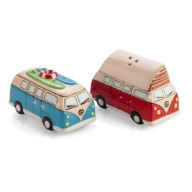 Surf & Camper Combi Kombi Vintage Retro Ceramic Salt & Pepper Shakers Set