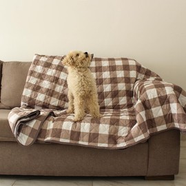 Waterproof Reversible Blanket Queen Size – Pet Sofa Protector with Unique Designs – Washable Couch Cover for Dogs, Babies, Bed or Furniture (Queen Squares)