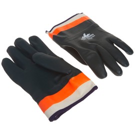 MCR Safety 6410SC Double-Dipped PVC Jersey Lined Sandpaper Finish Men's Gloves with Plasticized Safety Cuff, Green/Orange, Large, 1-Pair
