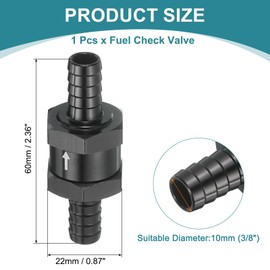 sourcing map 2Pcs 10mm (3/8") Fuel Check Valve, Non-Return One Way Hose Check Valve, Aluminum Alloy Control Accessories for Petrol, Diesel, Gas, Oil, Air, Water, Black