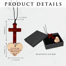 Cross Bible Verse Car Rearview Hanging Ornament, Cross for Car Decor Mirror Hanging, Rear View Mirror Accessories, Christian Gifts for Men, Women, Religious Gifts (Psalm 91:11)