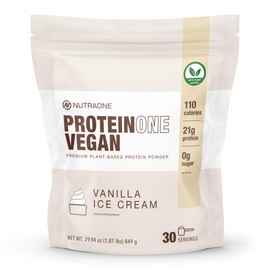 NutraOne ProteinOne Vegan Plant-Based Protein Powder Vegan Protein Powder, Dairy-Free, Pea and Rice Protein (Vanilla Ice Cream)