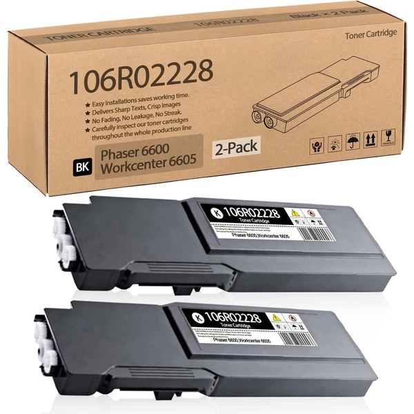 2-Pack 106R02228 Black High Capacity Compatible 106R02228 Toner Cartridge Replacement