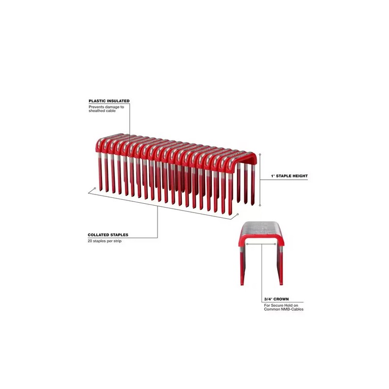 Milwaukee 1" Insulated Cable Staples for M12 Stapler – 600