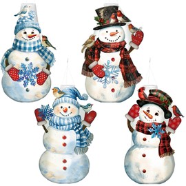 Moucuny 4 Pcs Christmas Snowman Windsocks 3D Hanging Winter Windsocks Cute Waterproof Snowman Wind Sock Flags for Xmas Winter Yard Garden Decorations