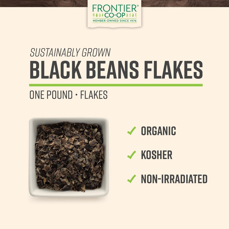 Frontier Co-op Organic Black Beans Flakes 1lb - For Black