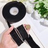 CABODYALS 1.5 Inch Black Ribbon with Pearls Pleated Ruffle Chiffon