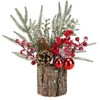 Mljsh Small Christmas Table Centerpiece with Pinecones & Red Berries,