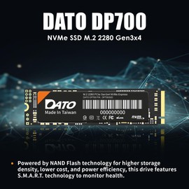 DATO M.2 SSD 512GB, M.2 2280 SSD, PCIe Gen3 x4 Internal Solid State Drive, Up to 2500/1700 MB/s, DP700 Series