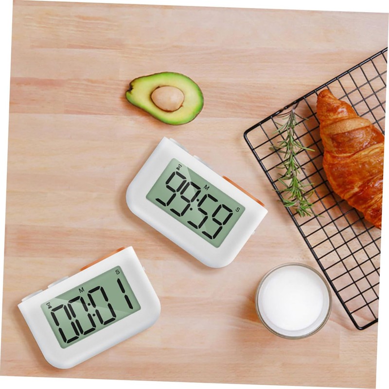 LABRIMP 2pcs Digital Kitchen Timer with Magnetic Back Volume Alarm
