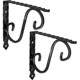 Gedotec Ornamental Console Heavy Duty Metal Heavy Duty Support | Victoria | Depth: 150 mm | Shelf Support Load 15 kg | Forged Steel Antique Black | Pack of 2 Shelf Brackets in Country House Style