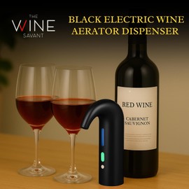 Electric Wine Aerator Dispenser Opener - Portable Accessory - Red & White Wines, Touch Activated Aeration For Wine and Spirit - Beginner and Enthusiast - Spout Pourer - Wine Gifts (BLACK)