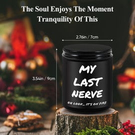 Funny Candle Gag Gift for Women - My Last Nerve Lavender Candle, 7 Oz, Birthday, Christmas, Mother’s Day Gift for Mom, Wife, Sister, Boss Lady