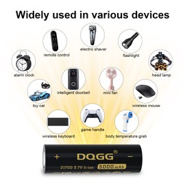 ABCTOY 21700 Rechargeable Battery 3.7V 5000mAh Large Capacity Flat Top 6 Pack for Flashlight Headlamp